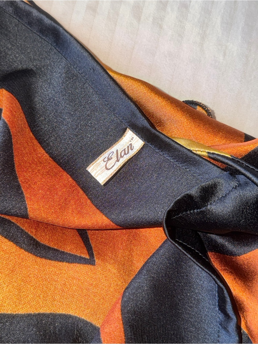 Y2K Black & Burnt Orange Satin Halter Dress - Picture 9 of 16